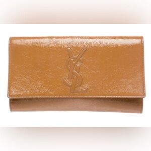 YSL Belle De Jour Clutch in Patent Caramel Leather